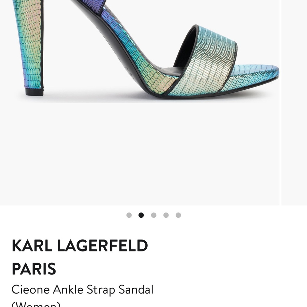 Karl Lagerfeld Iridescent Ankle Strap Heels - Picture 2 of 4